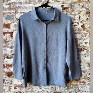 Casual Blue Button-Up Shirt